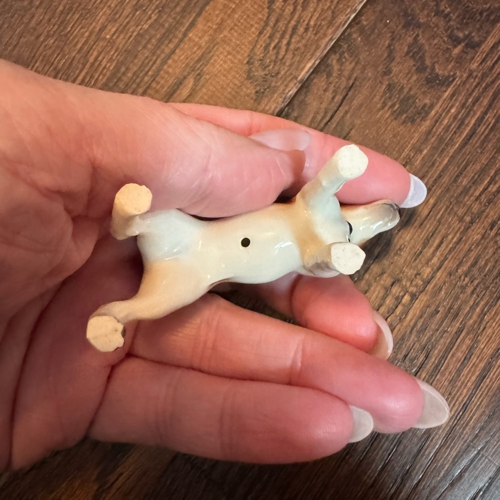 Vintage Ceramic Jack Russell Terrier Figurine - White & Brown with Leash - Picture 9 of 14